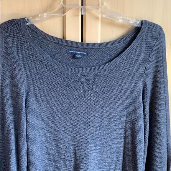American Eagle Outfitters Solid Gray mini Sweater Cold Shoulder Dress size M - Picture 6 of 12